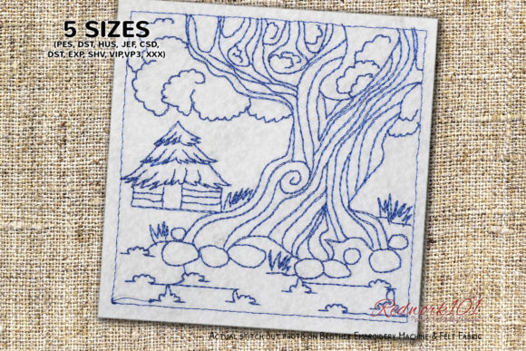 Review: Big Tree with Small Hut Embroidery Design