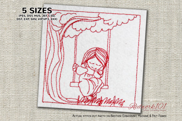 Review: Girl Sitting on the Swing Redwork Design