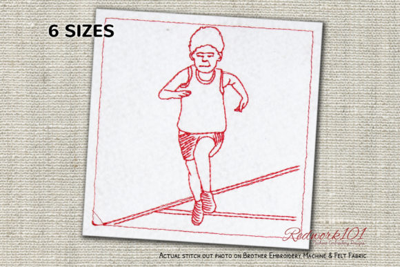 Review: Runner Running on Track Redwork Design