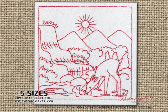 Reviewing Deer Drinking Water Redwork for Etsy Shops